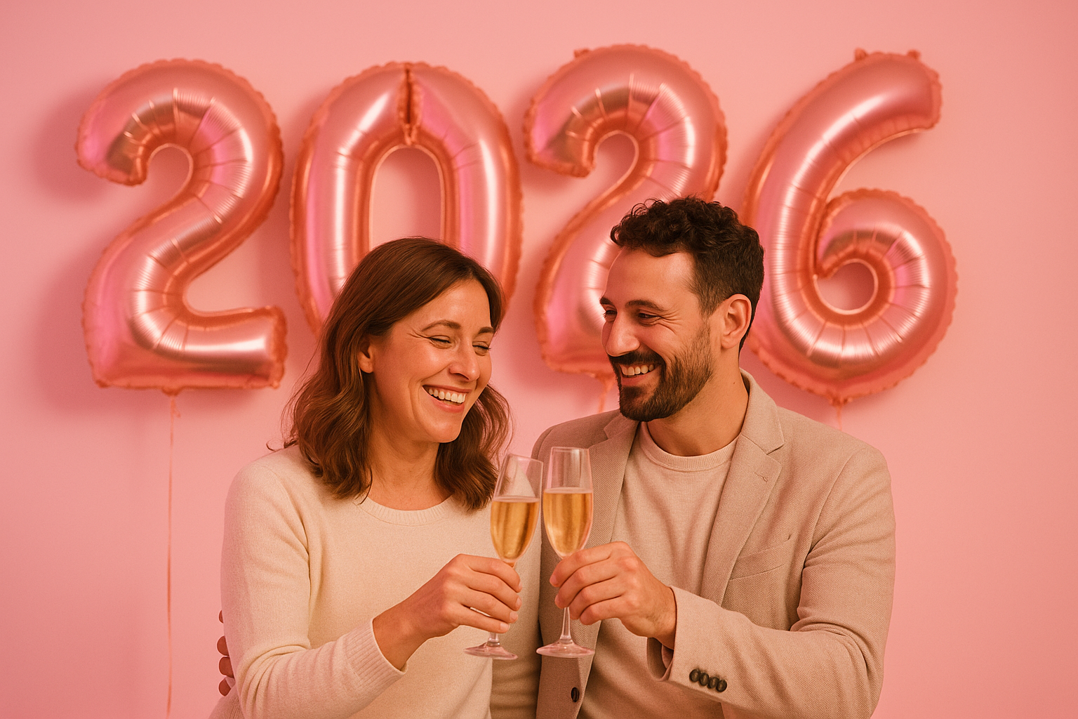 Casal feliz comemorando o ano novo